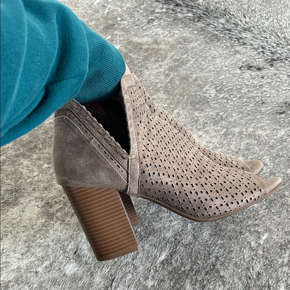 Fergalicious Taupe Peep-Toe Ankle Booties - Picture 2 of 5